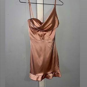 Pleated Hemline Corset Mini Dress in Blush